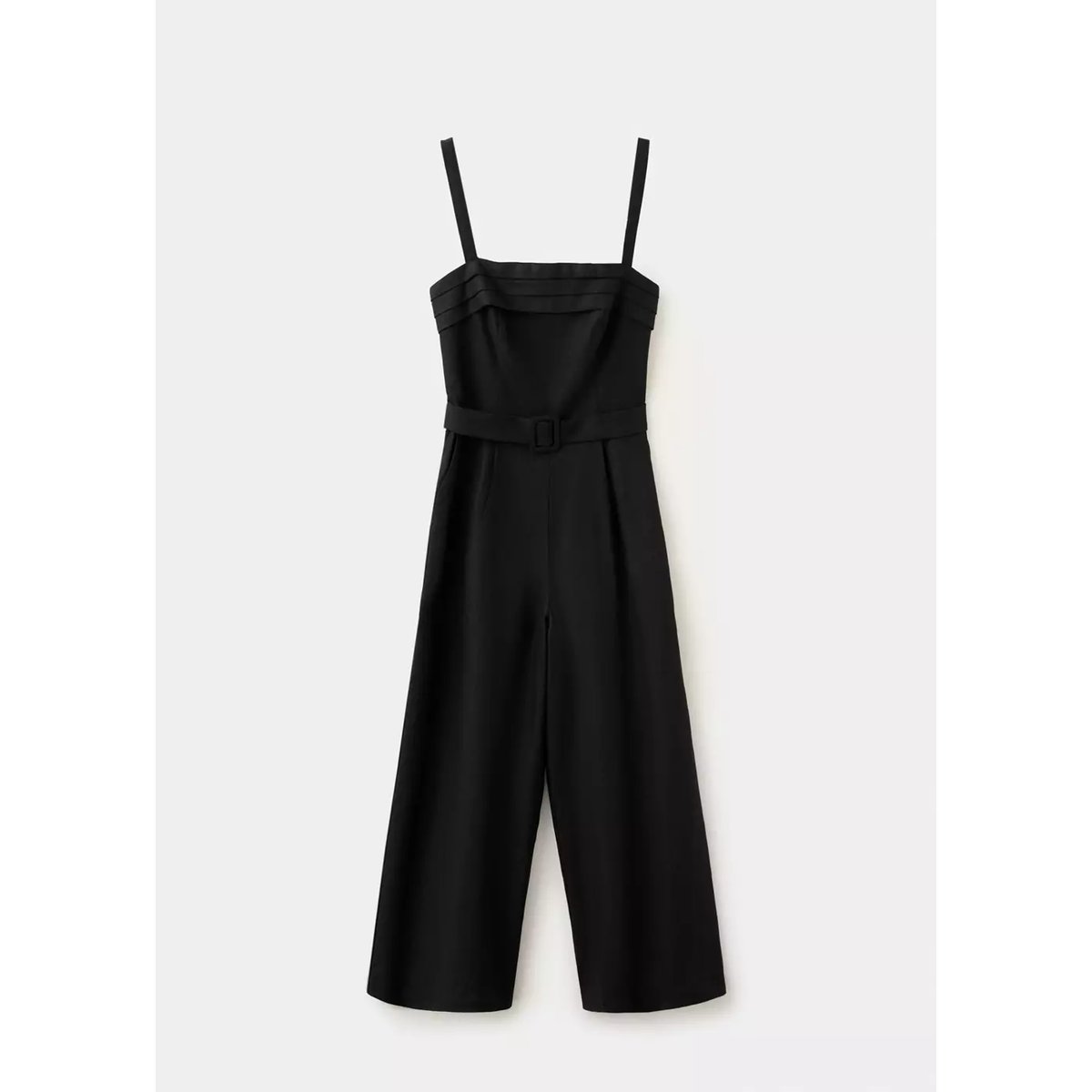 Combinaison lin ceinture noir, MANGO