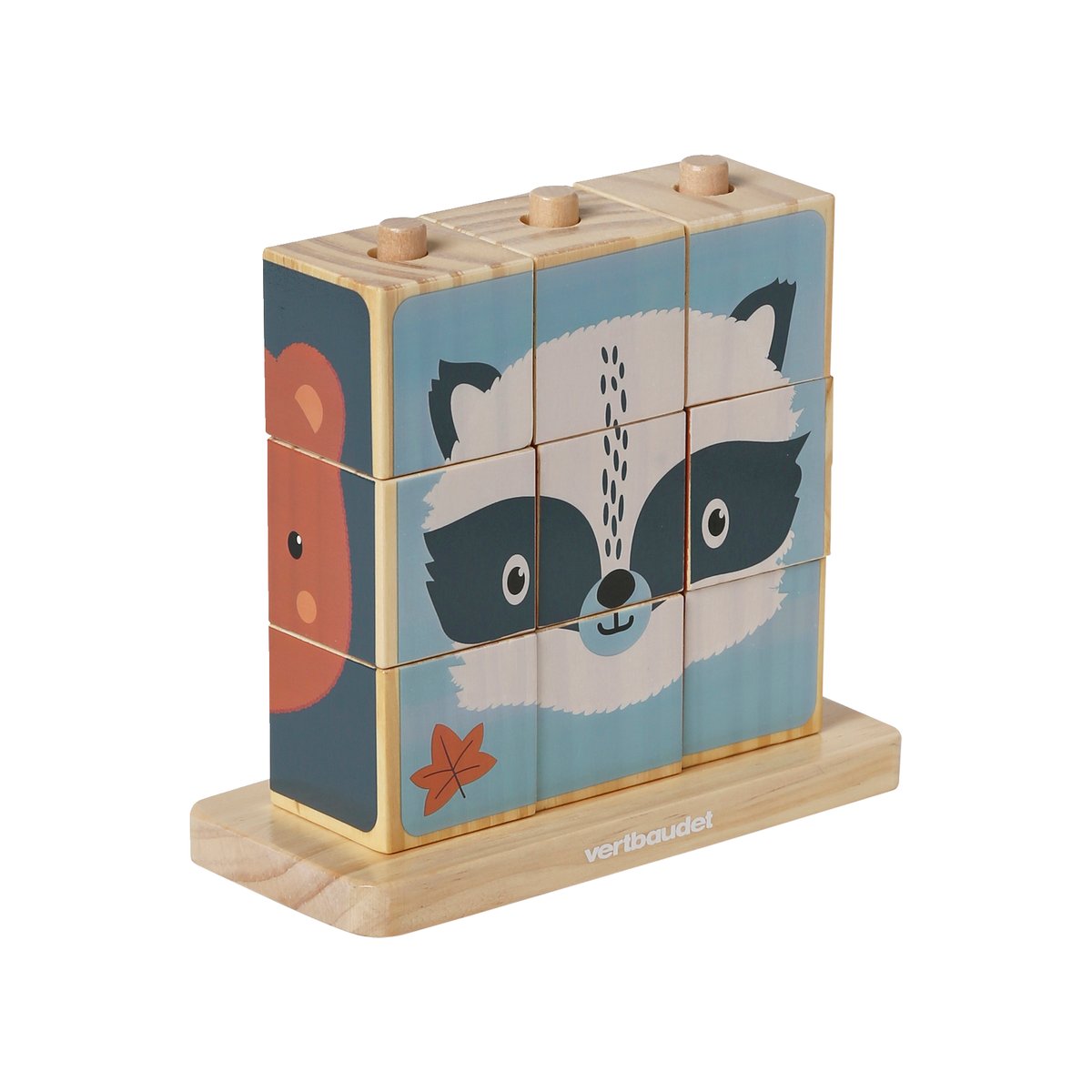 Puzzle de cubes à empiler en bois FSC® beige, VERTBAUDET