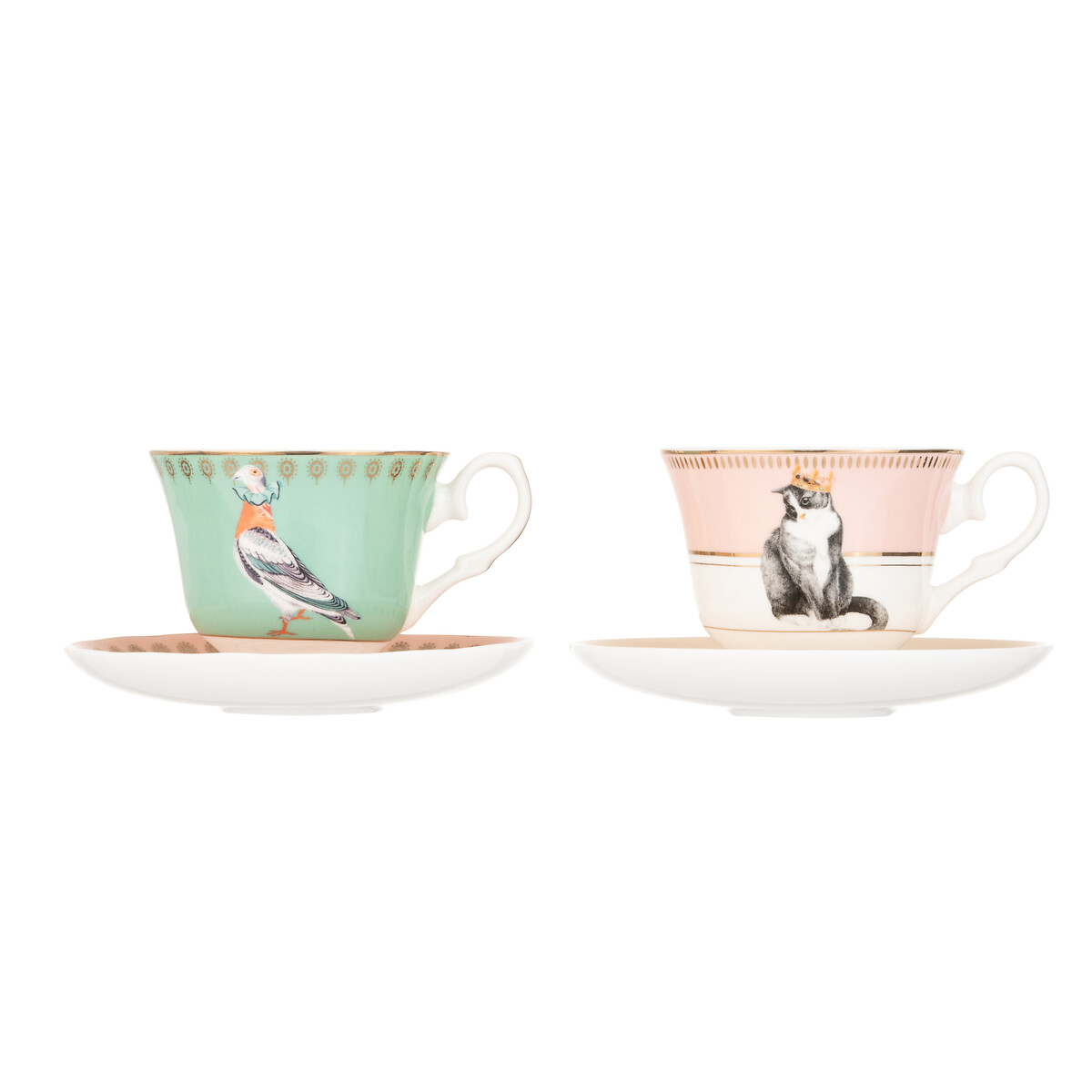 Set of 2 "Best of British" Teacup & Saucers multi-coloured, YVONNE ELLEN