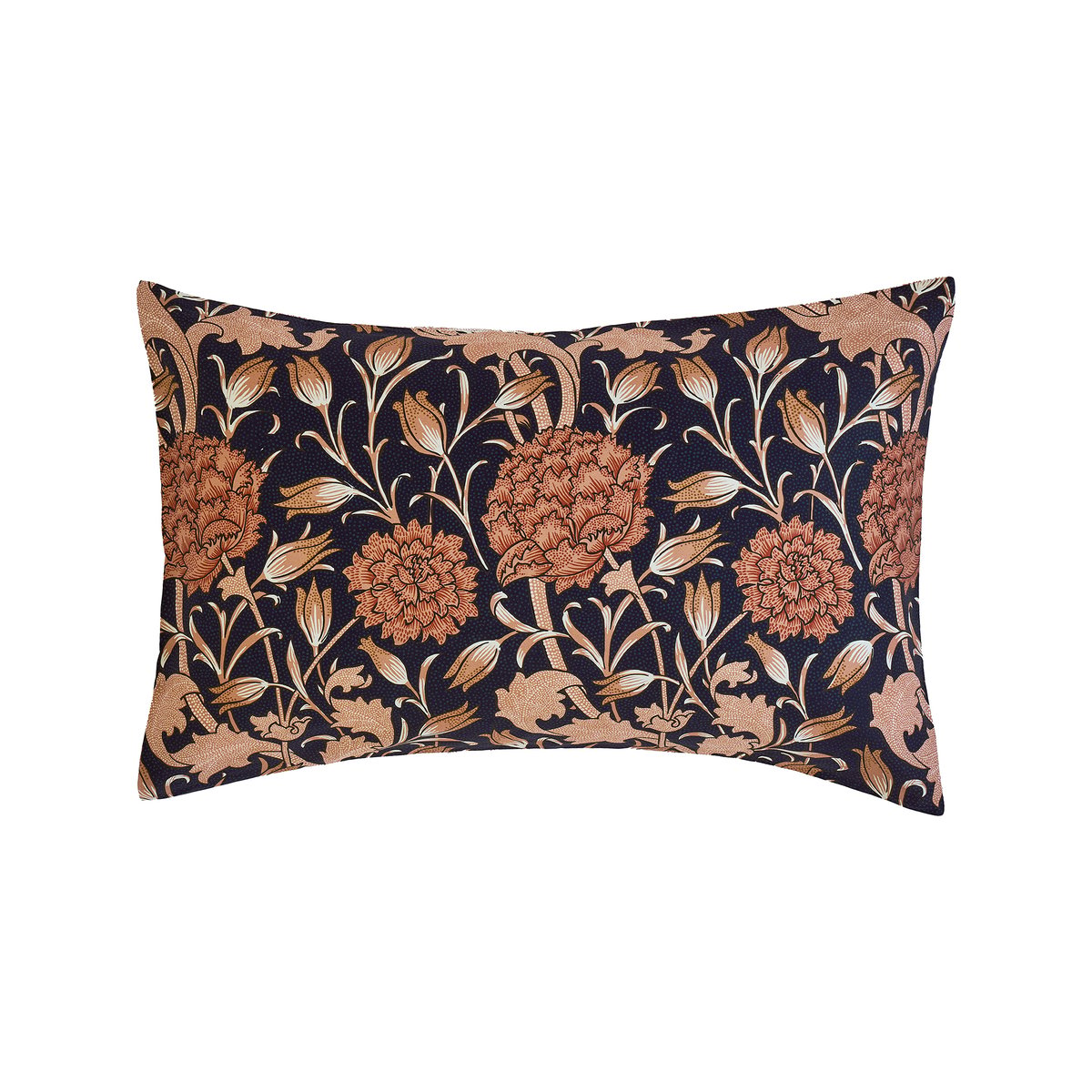 Parure de lit, housse de couette fleurie + 2 taies pour lit en 140 Pivoines et tulipes sauvages bleu, rose cuivré et orange safrané, WILLIAM MORRIS AT HOME