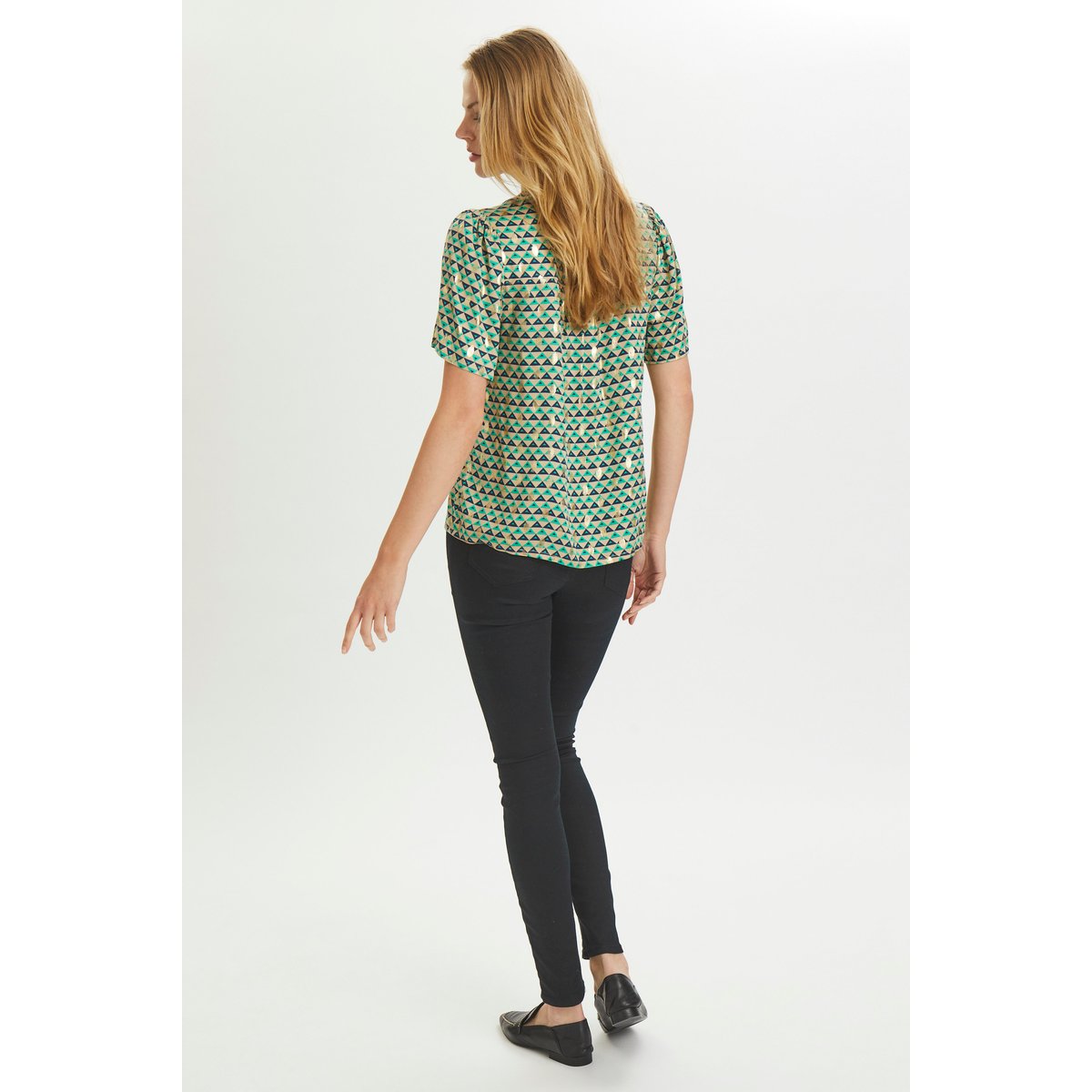 Blouse with long sleeve vert graphique sesame, CULTURE