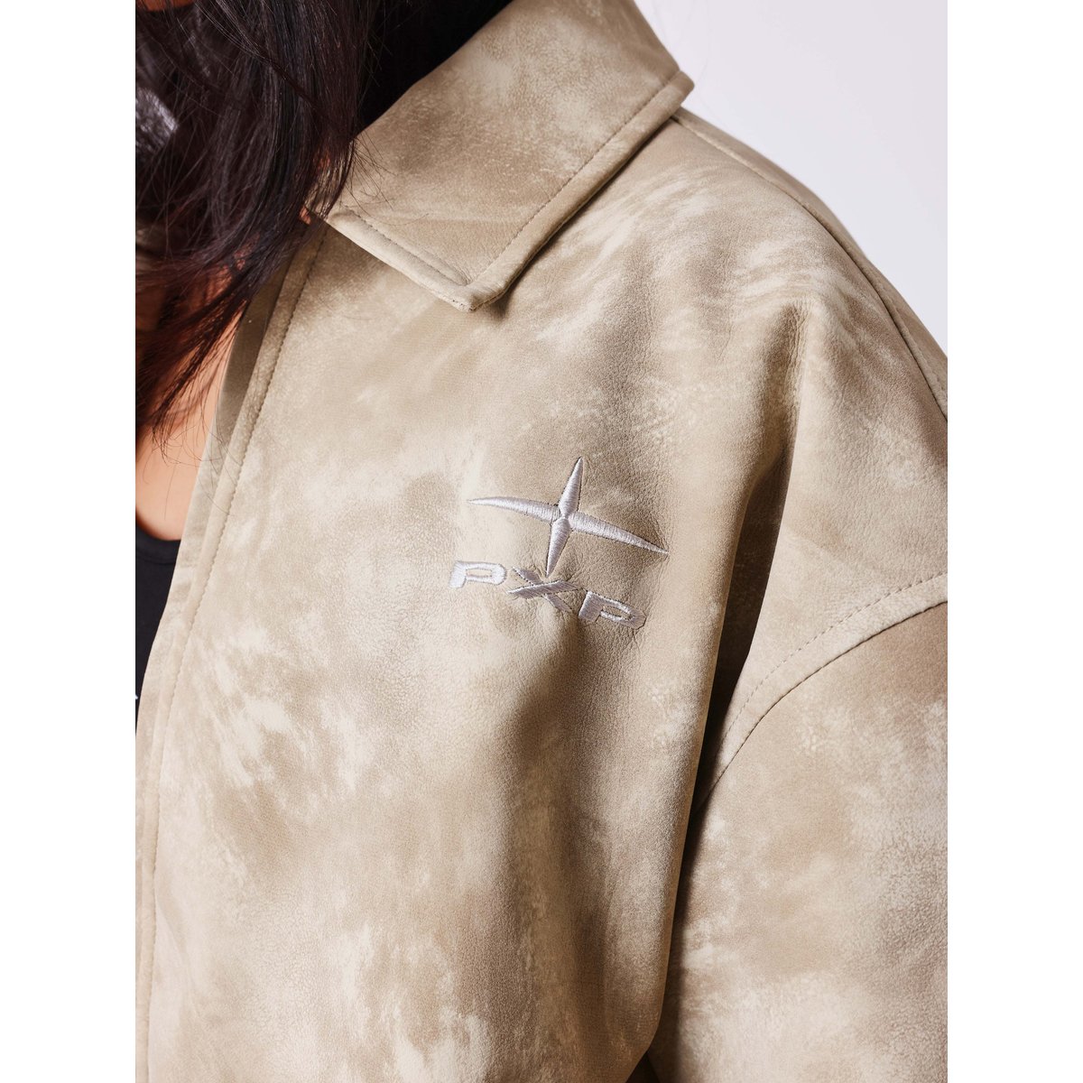 Veste en simili cuir Edgy vert sauge, PROJECT X