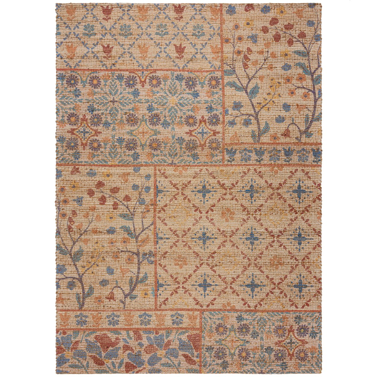 Tapis en jute TAYLOR PATCHWORK bleu, FLAIR RUGS