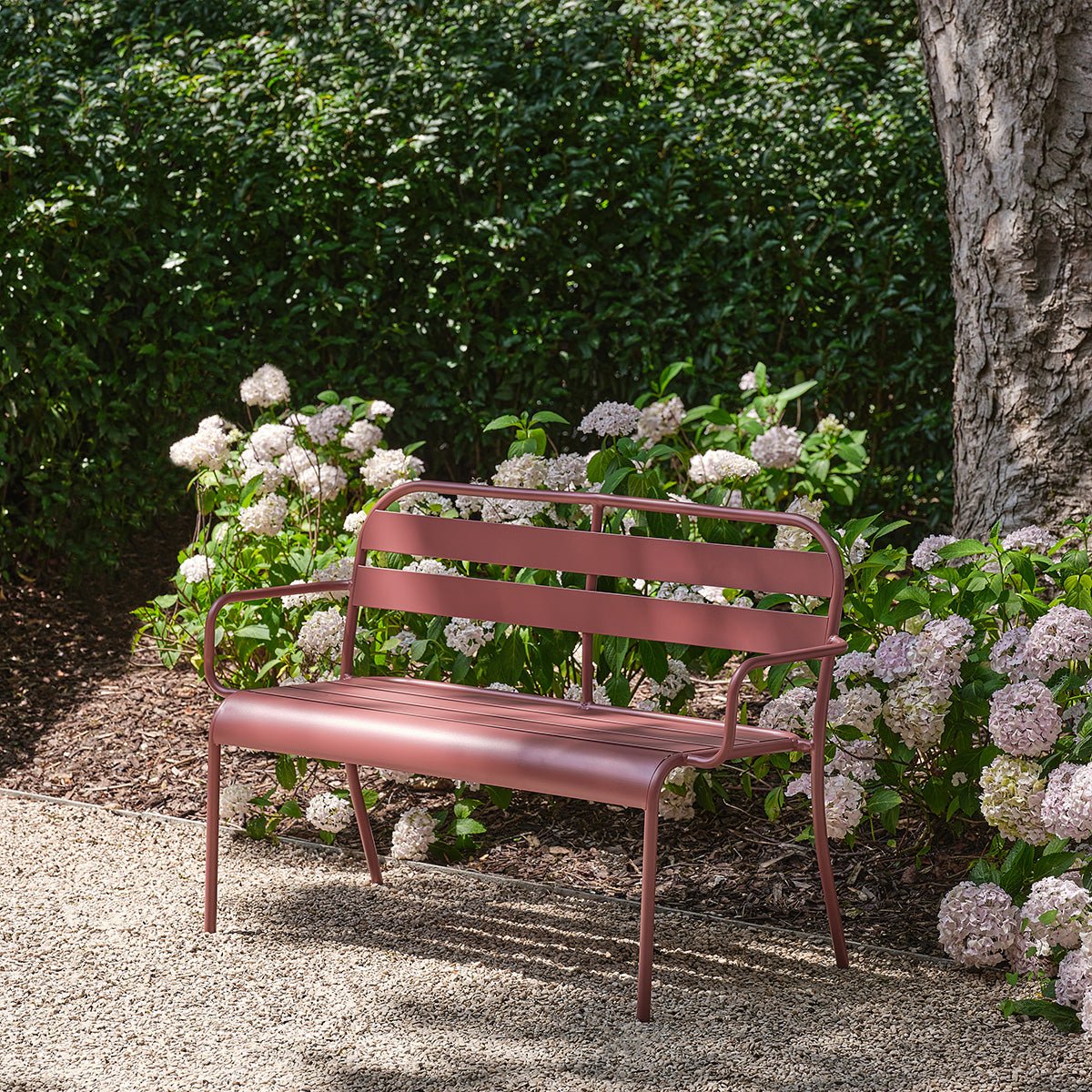 Banc de jardin en aluminium 2 places  ZEPHIR framboise, BERAH GETAH