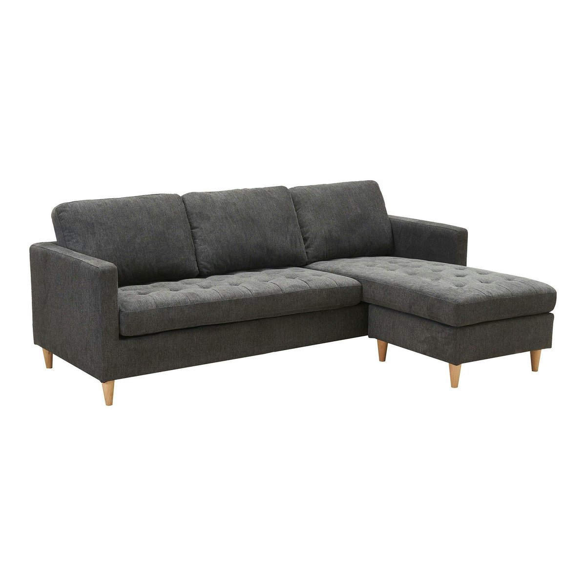 Canapé 3 places gris foncé avec méridienne BERLIN gris, PIER IMPORT