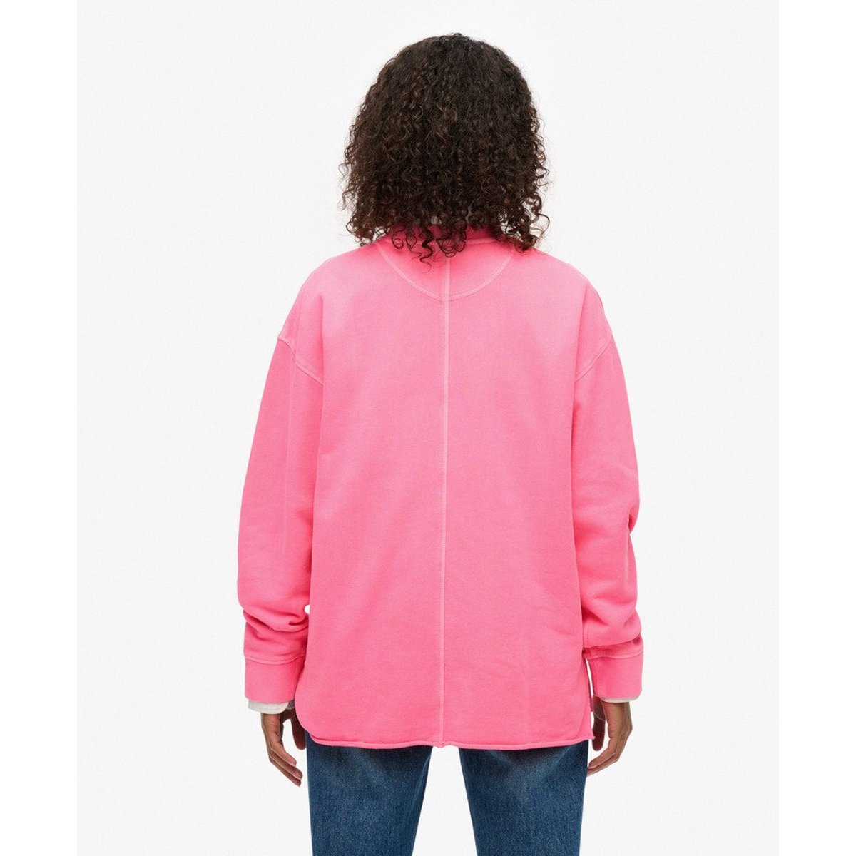 Sweatshirt Crew Studios rose fluo, SUPERDRY