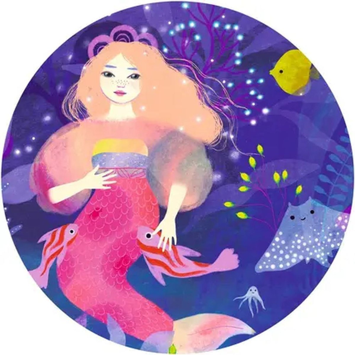 Puzzle silhouette Ella la sirène 36 pièces couleur unique, DJECO