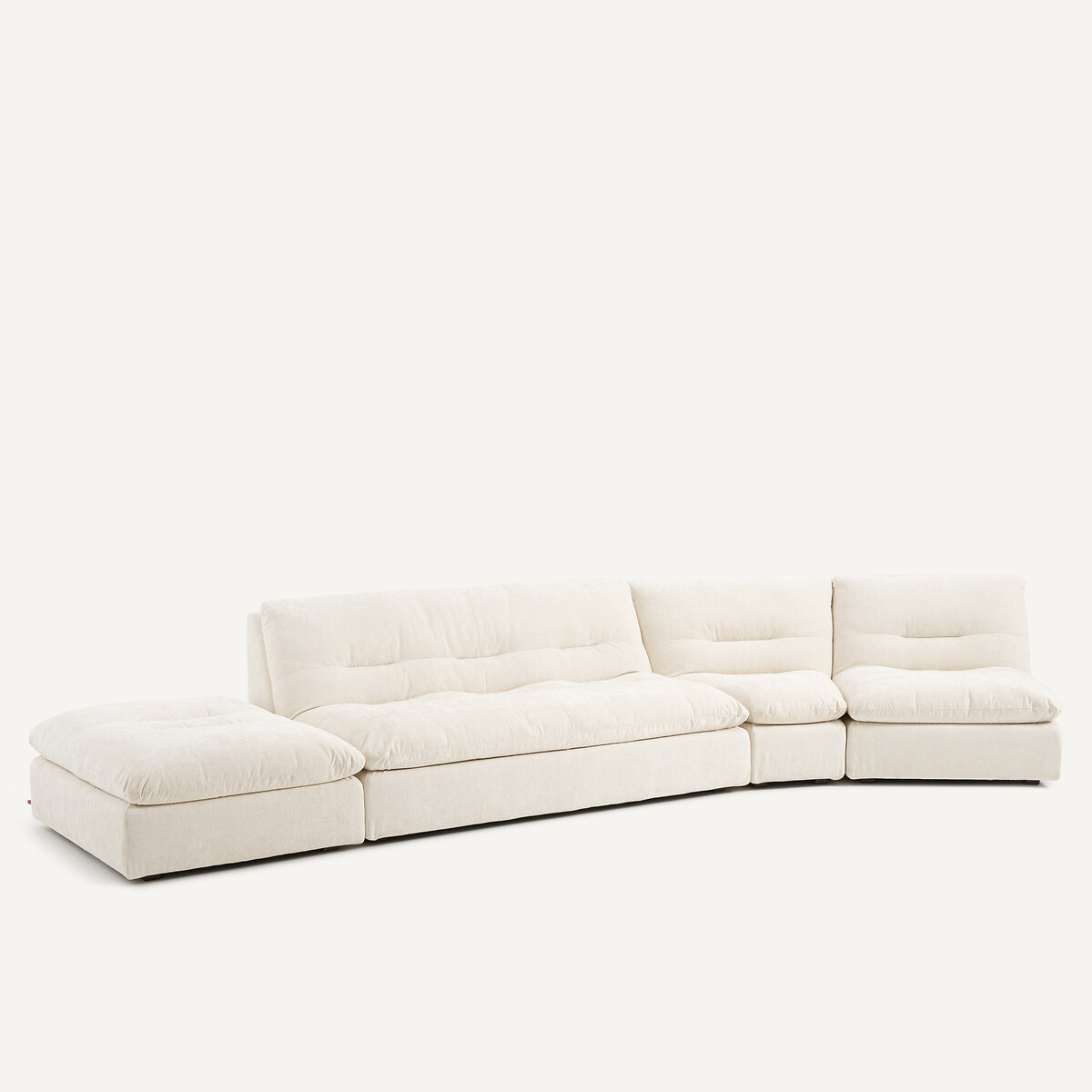 Canapé 3P modulable velours chenille, Giuliano blanc, AM.PM