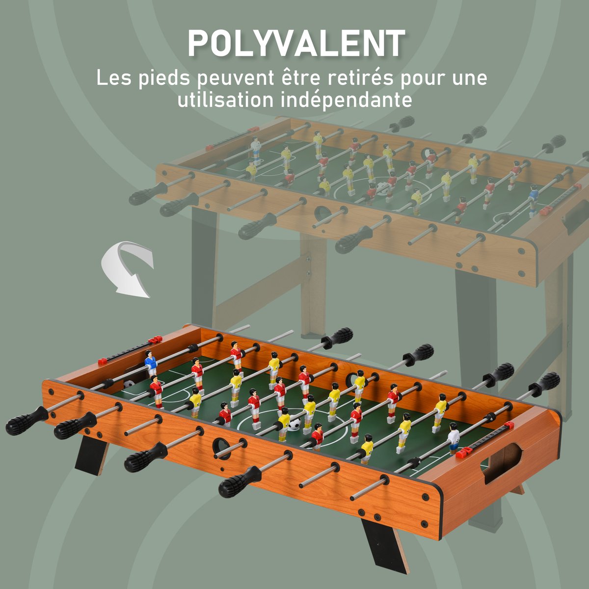 Mini Table Football MDF Bois naturel orange, HOMCOM