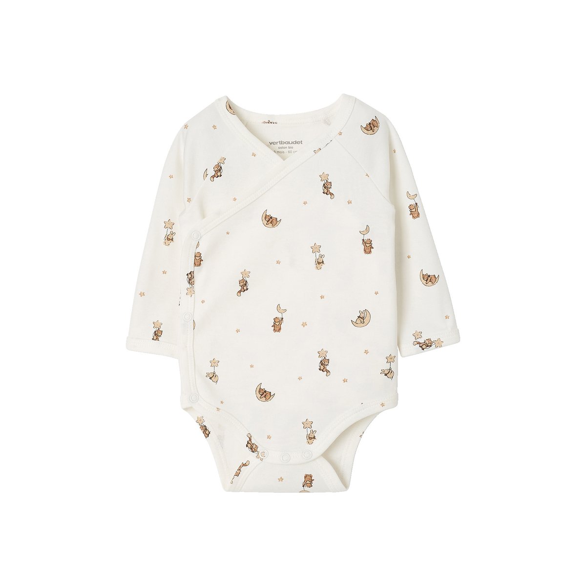 Lot de 3 bodies naissance manches longues cappuccino, VERTBAUDET