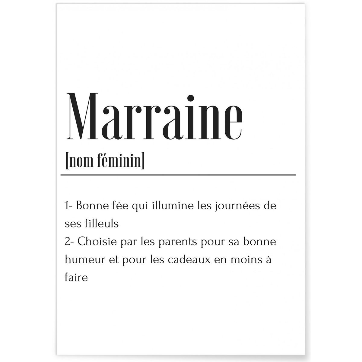 Affiche Définition Marraine blanc, L'AFFICHERIE