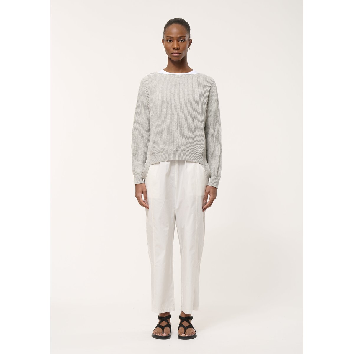 Pull loose en maille gris chine, HUMILITY