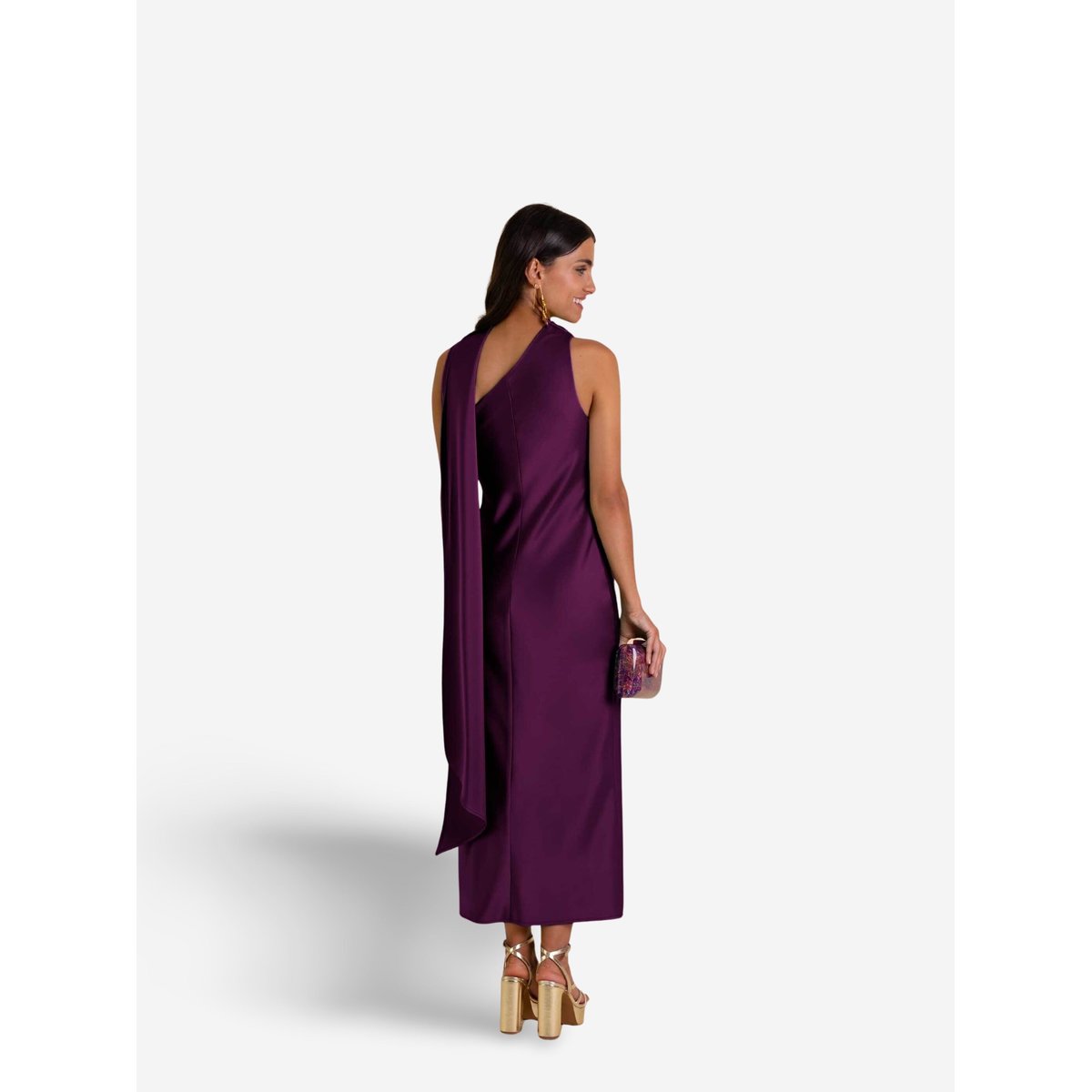 Robe midi asymétrique avec laçage MRS ABRIL violet, THE-ARE