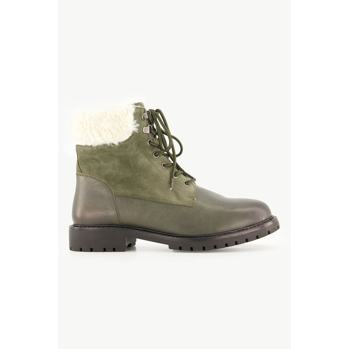 Bottines en cuir, tige textile, largeur H , pied large olive verte, ULLA POPKEN