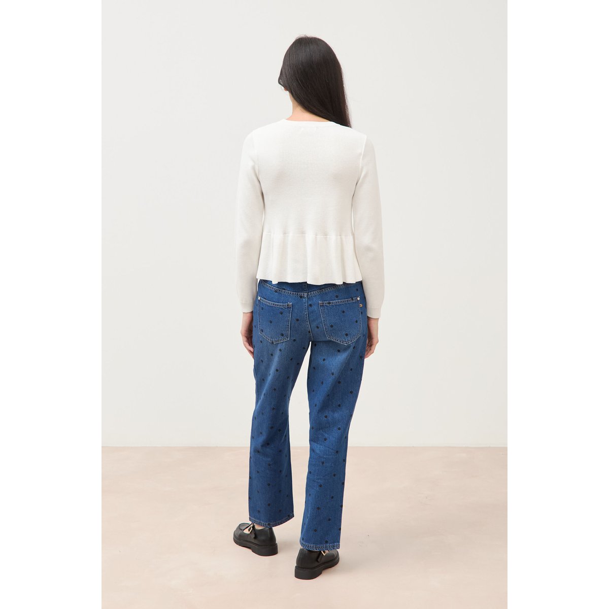 Pull col rond manches longues ecru, BONOBO
