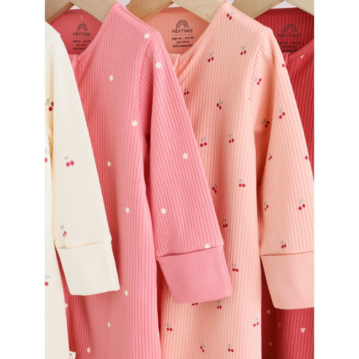 Dors-bien à zip double sens bébé, lot de 4 imprimé cerise rose, NEXT