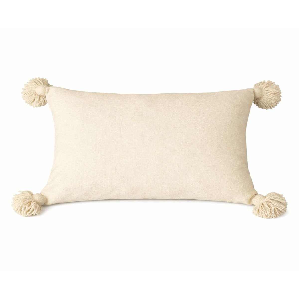 Housse de coussin en laine à pompons - LOJI crème, HOME MAISON