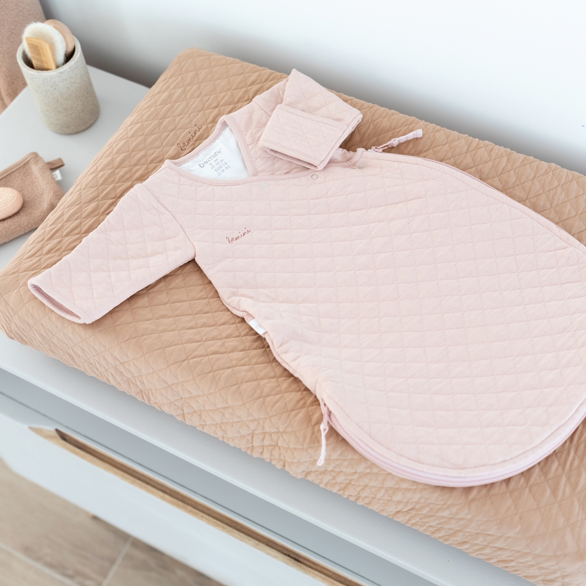 Gigoteuse avec moufles mi-saison - TOG 1.5 Matelassé confort blush, BEMINI
