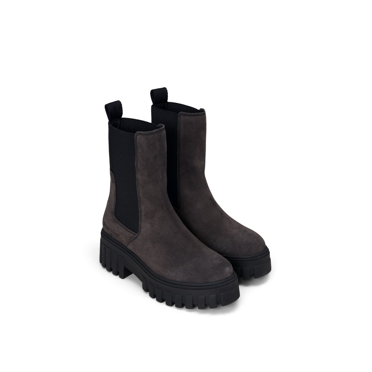 Bottes Chelsea, modèle Vala en cuir velours huilé gris foncé, MARC O'POLO