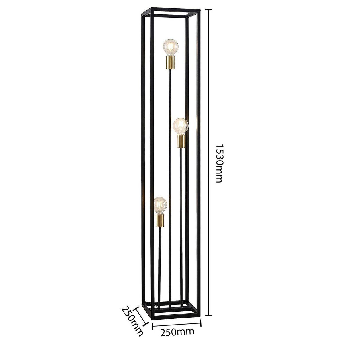 Lampadaire en métal moderne, Tiliane noir mat, LINDBY