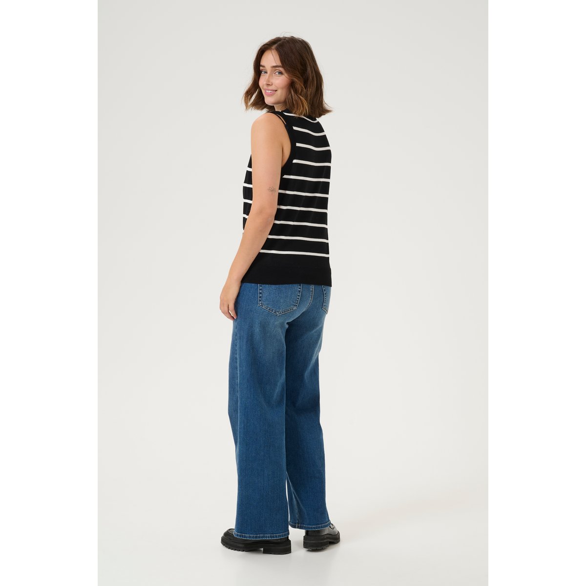 Knitted pullover noir/blanc rayures, KAFFE