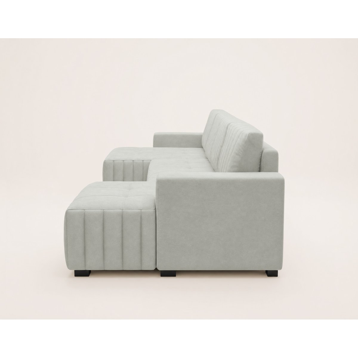 Canapé Panoramique Convertible Velours 7 places - LAZARE blanc, LISA DESIGN