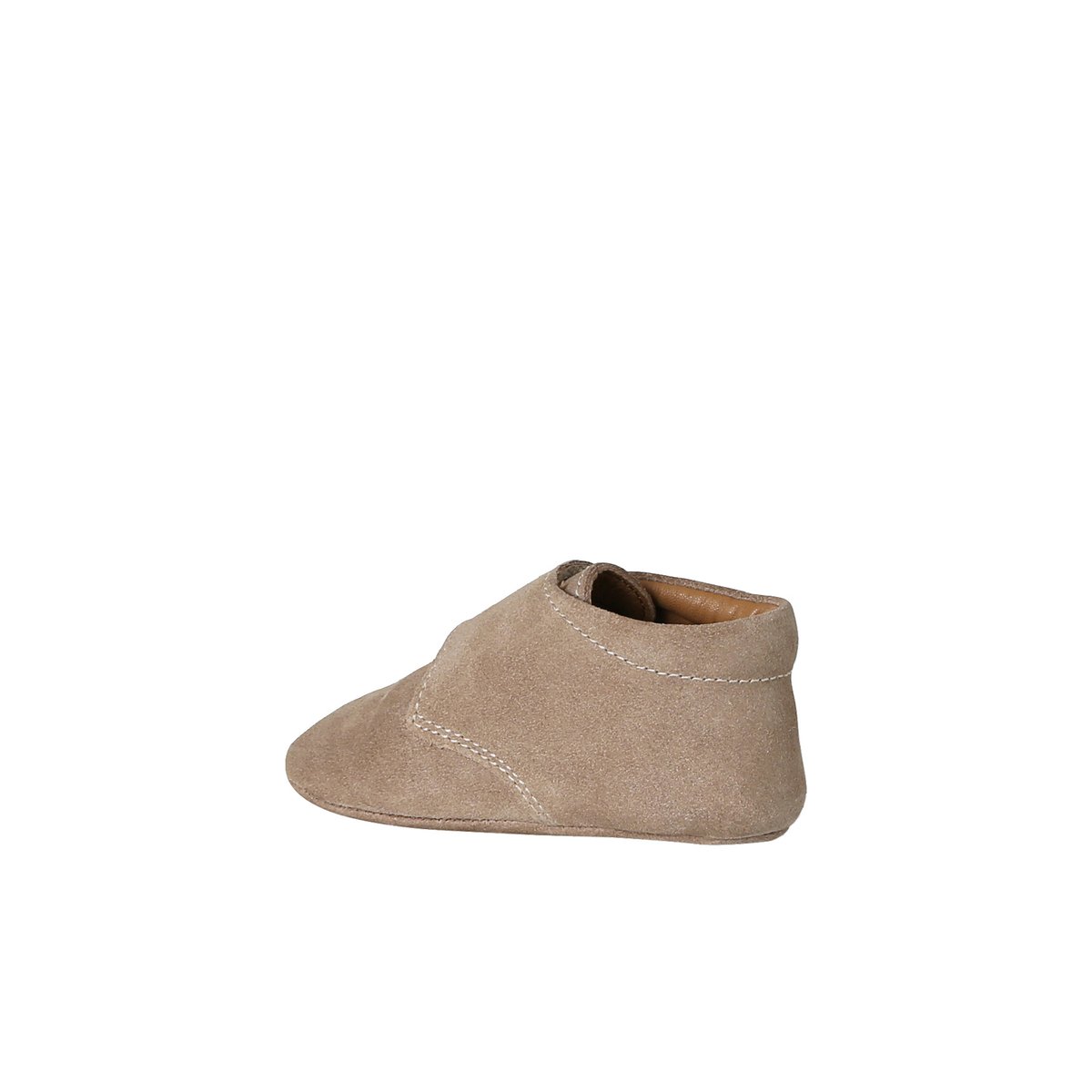 Chaussons cuir à scratch beige, VERTBAUDET