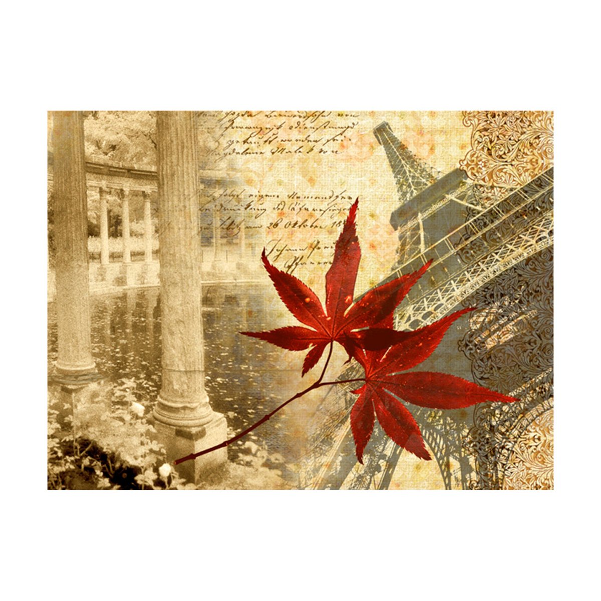 Papier peint intissé panoramique Ville et Architecture Automne et Paris beige, EDEN