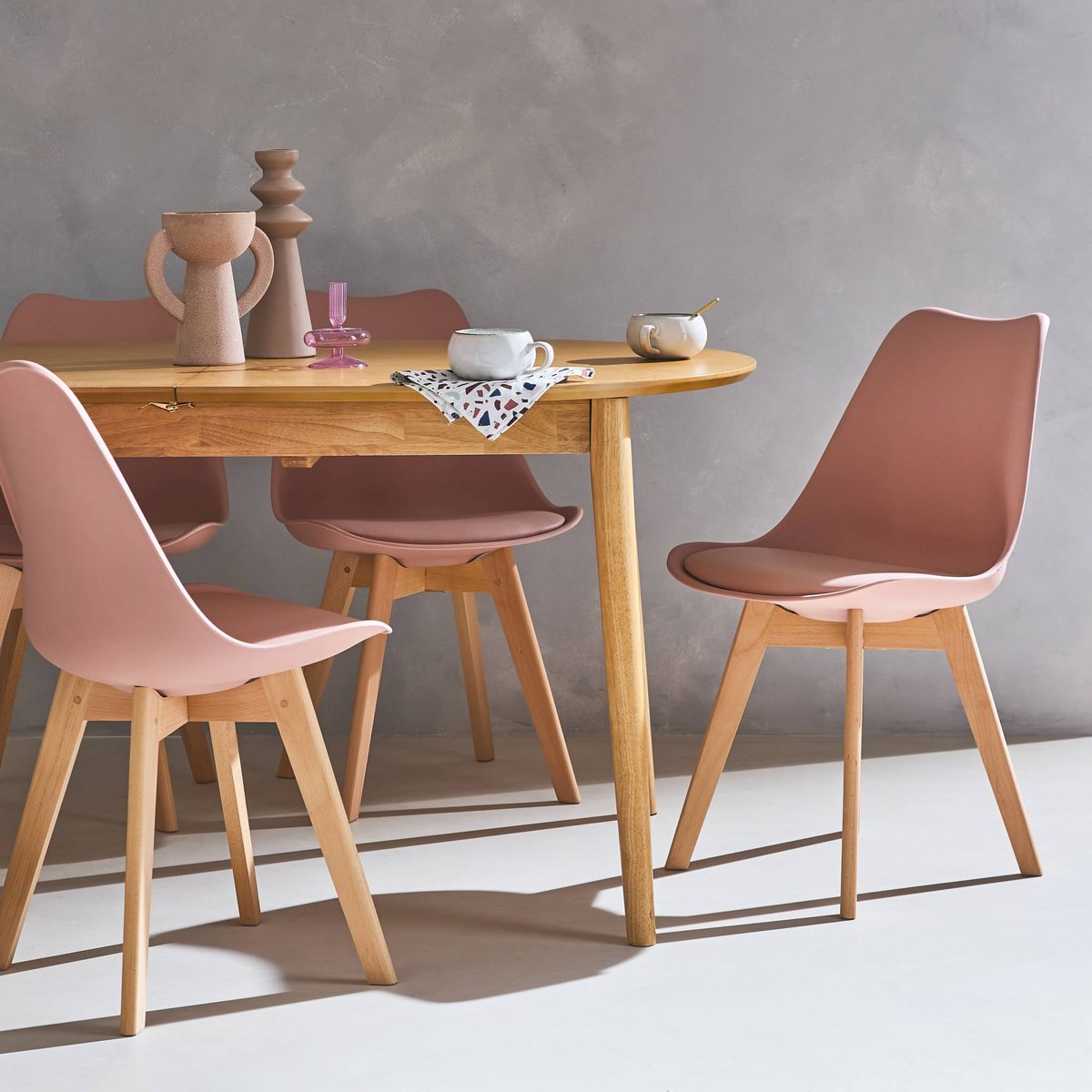 Chaise scandinave bois de hêtre (lot de 4) NILS vieux rose, SWEEEK