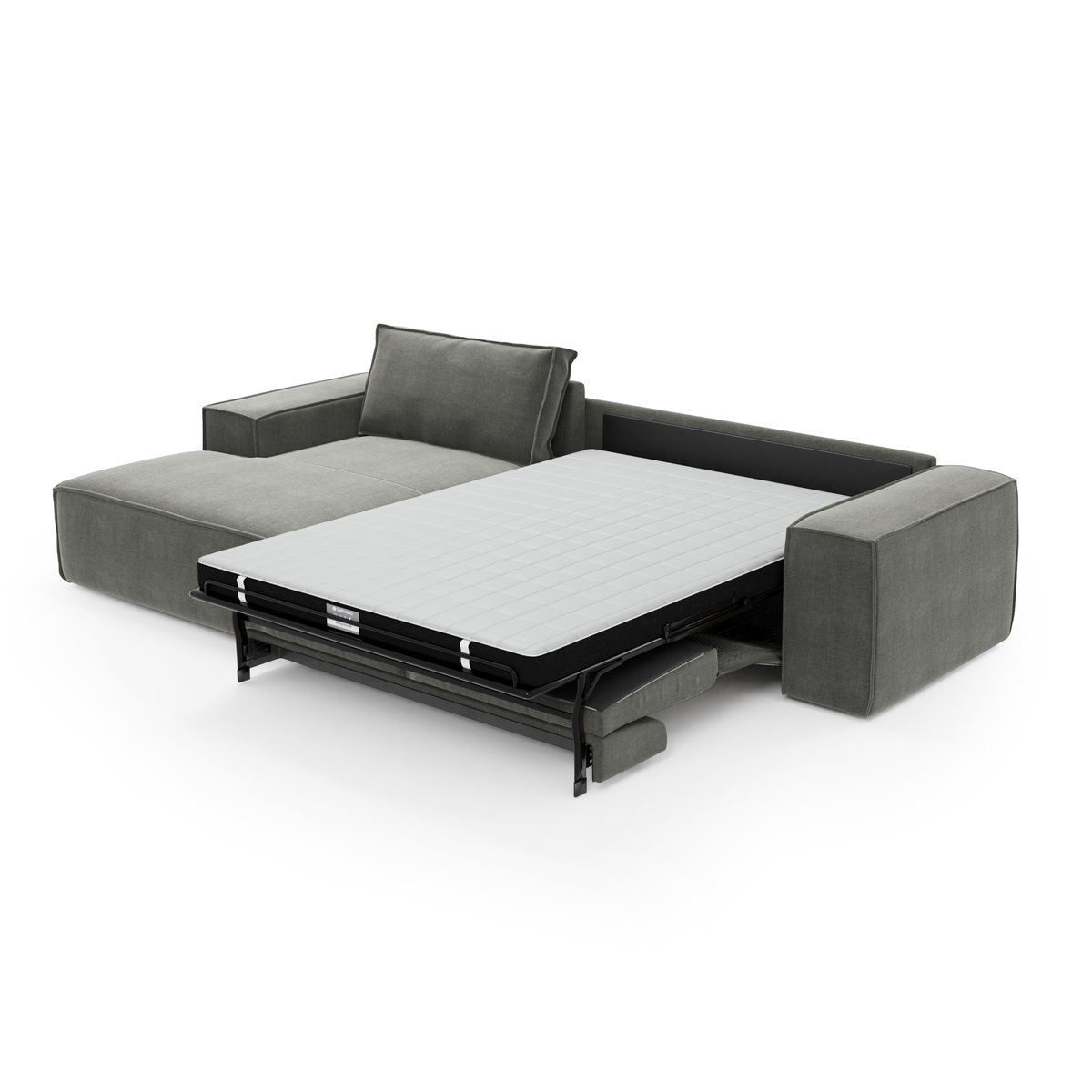 Canapé convertible angle gauche 5 places en velours JOAN gris, SIA HOME