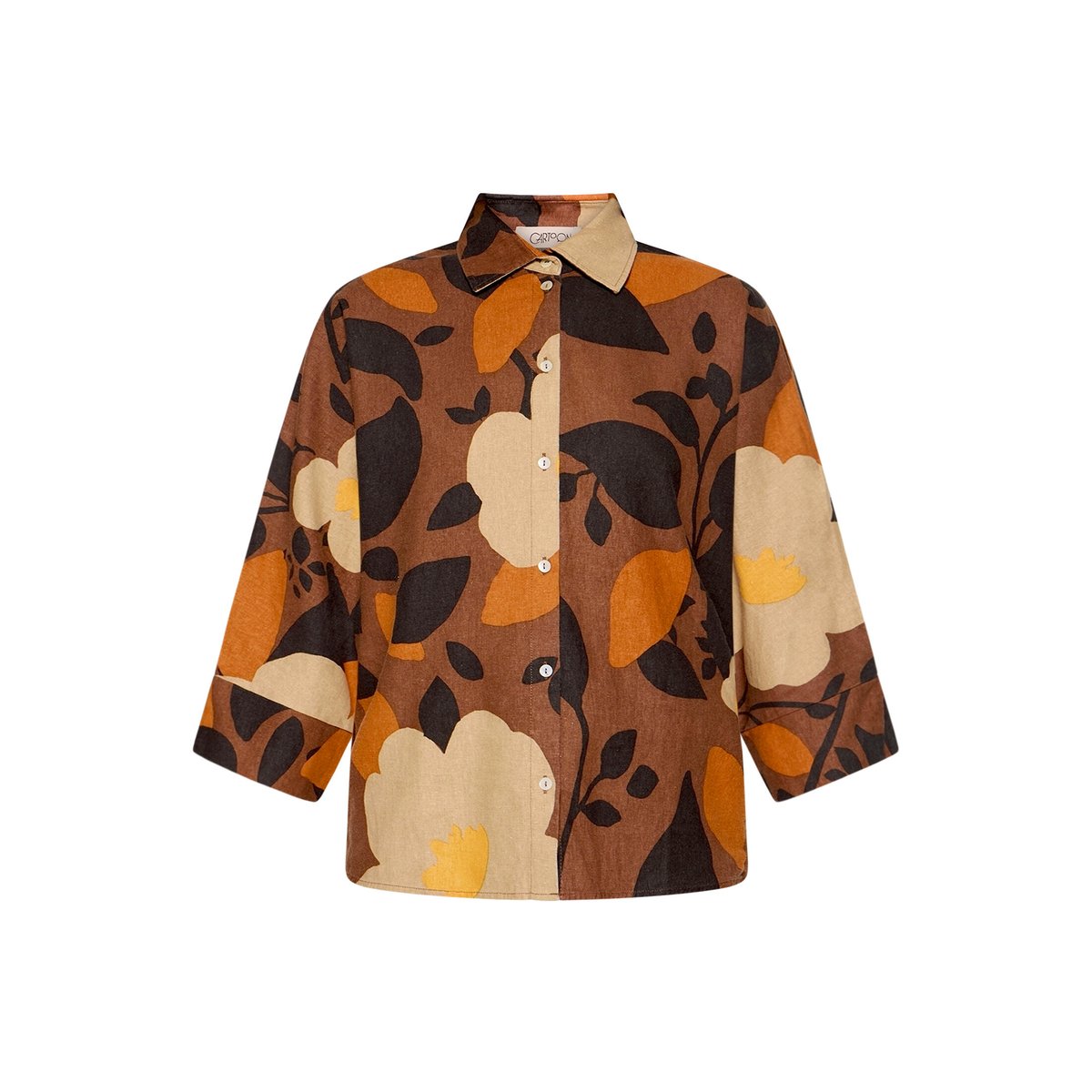 Chemisier oversize à motifs marron/marron, CARTOON