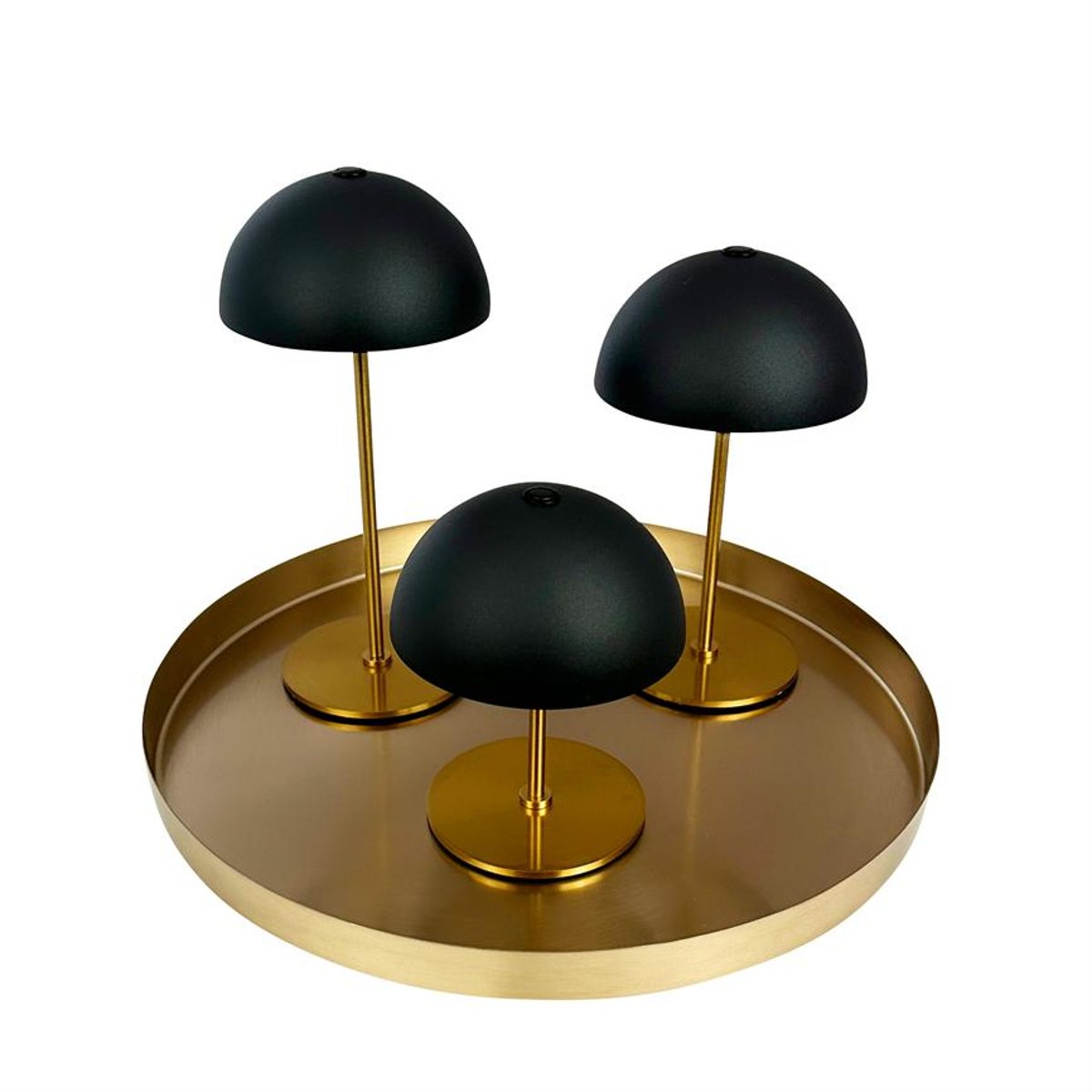 Lampe à poser LED ALONG Lot de 3 + plateau noir/laiton, DYBERG LARSEN