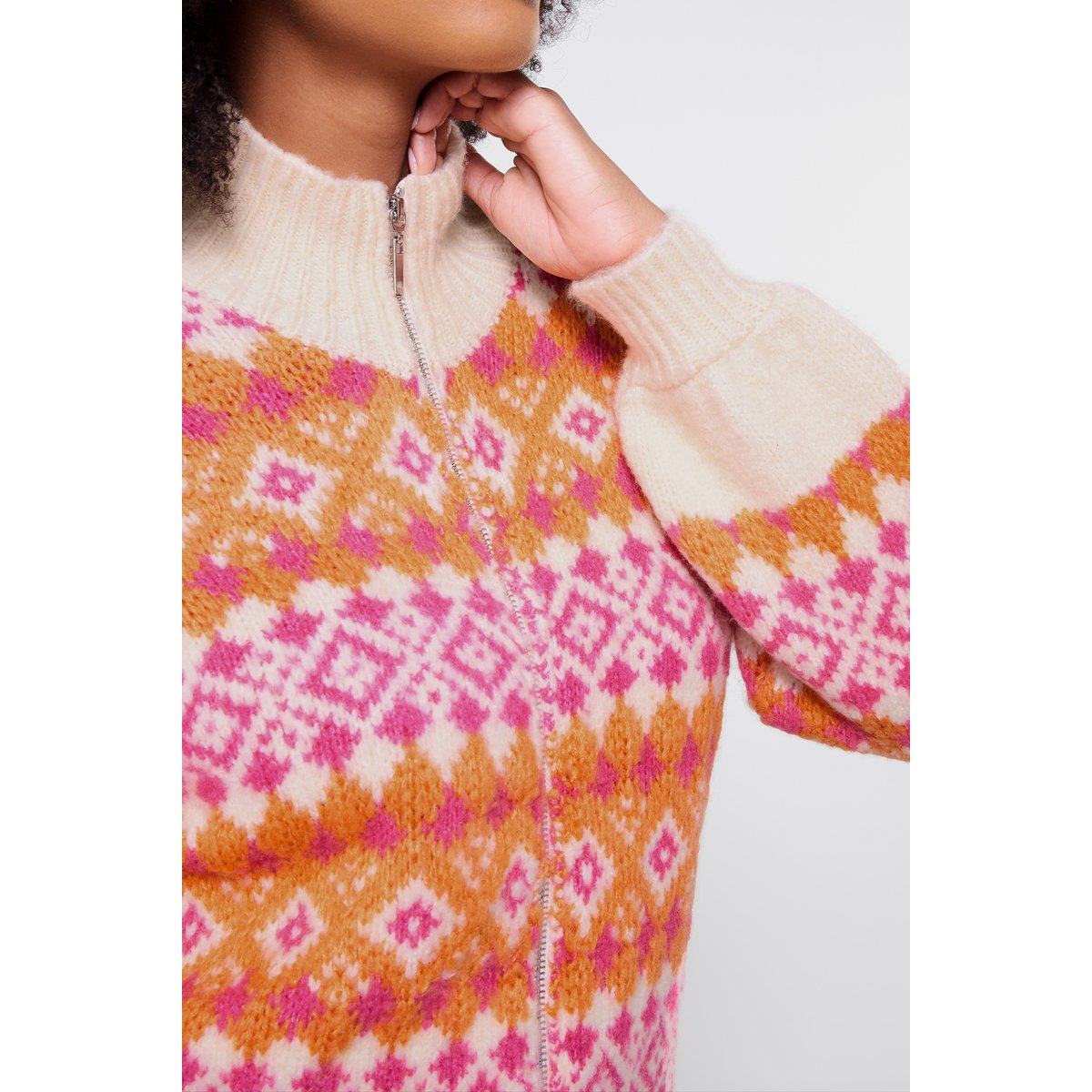 Cardigan Zippé Fair Isle Magnifiquement Audacieux orange, JOE BROWNS