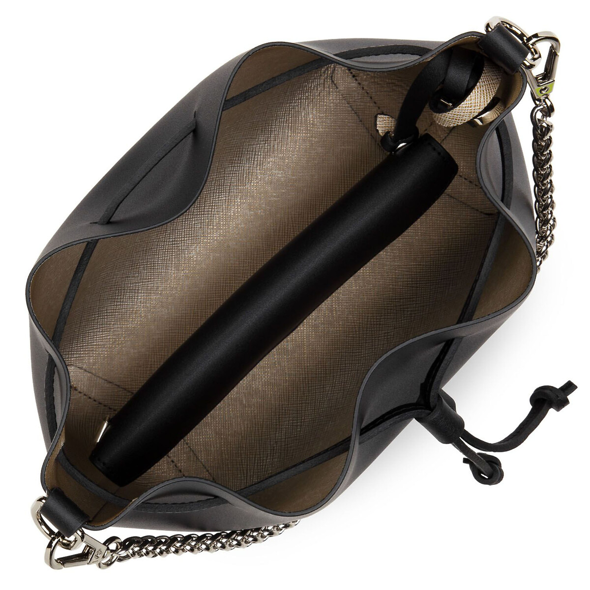 Pur & Element Small Bucket Bag in Leather black, LANCASTER