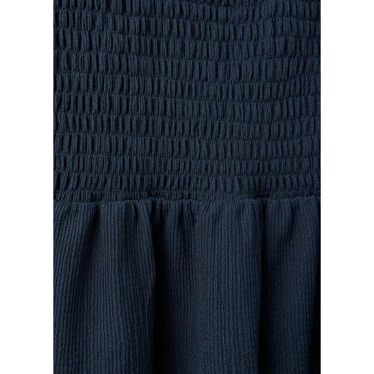 Robe courte froncée bas volant bleu marine, MANGO TEEN