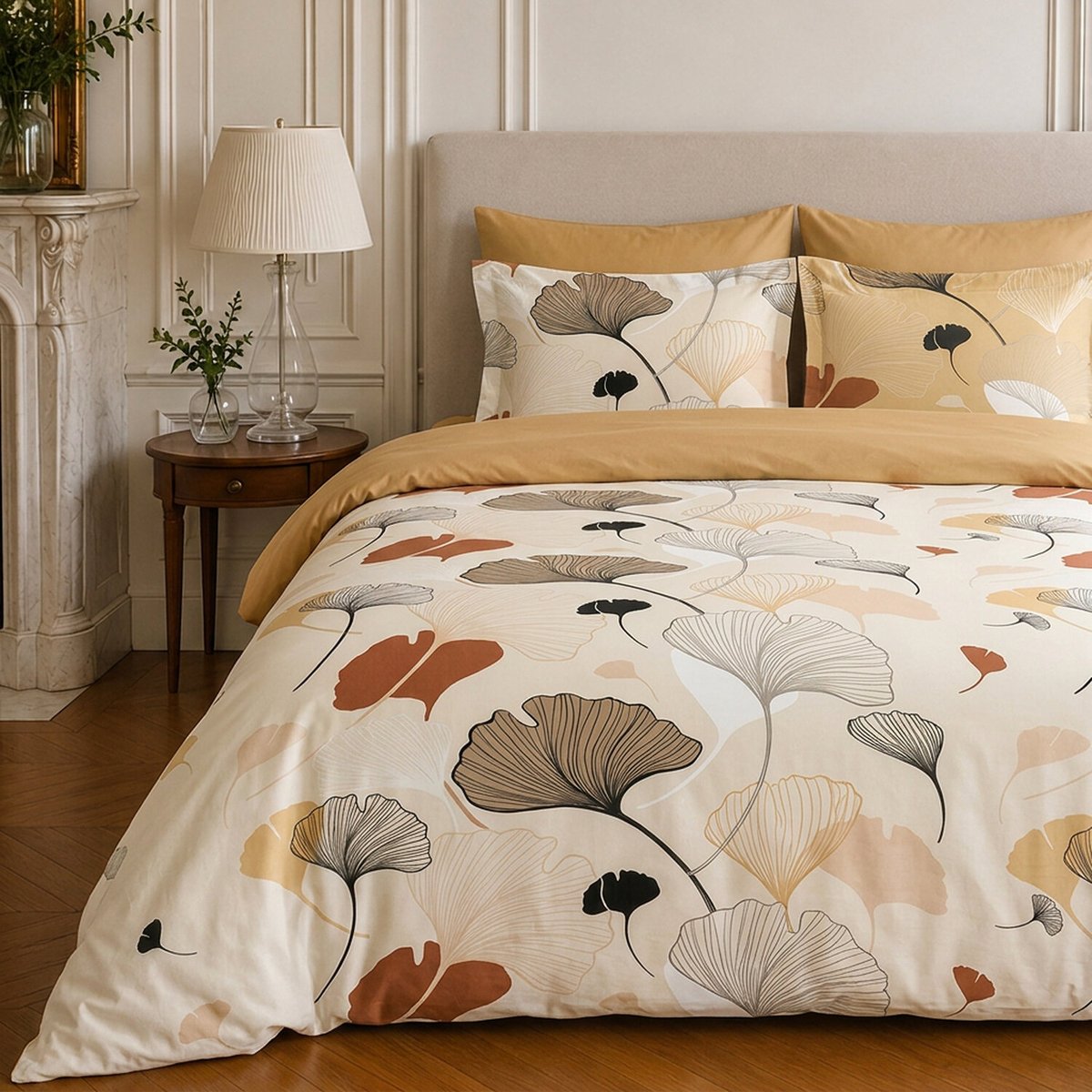 Parure de lit en coton motif floral, MINKLY beige, C DESIGN HOME TEXTILE