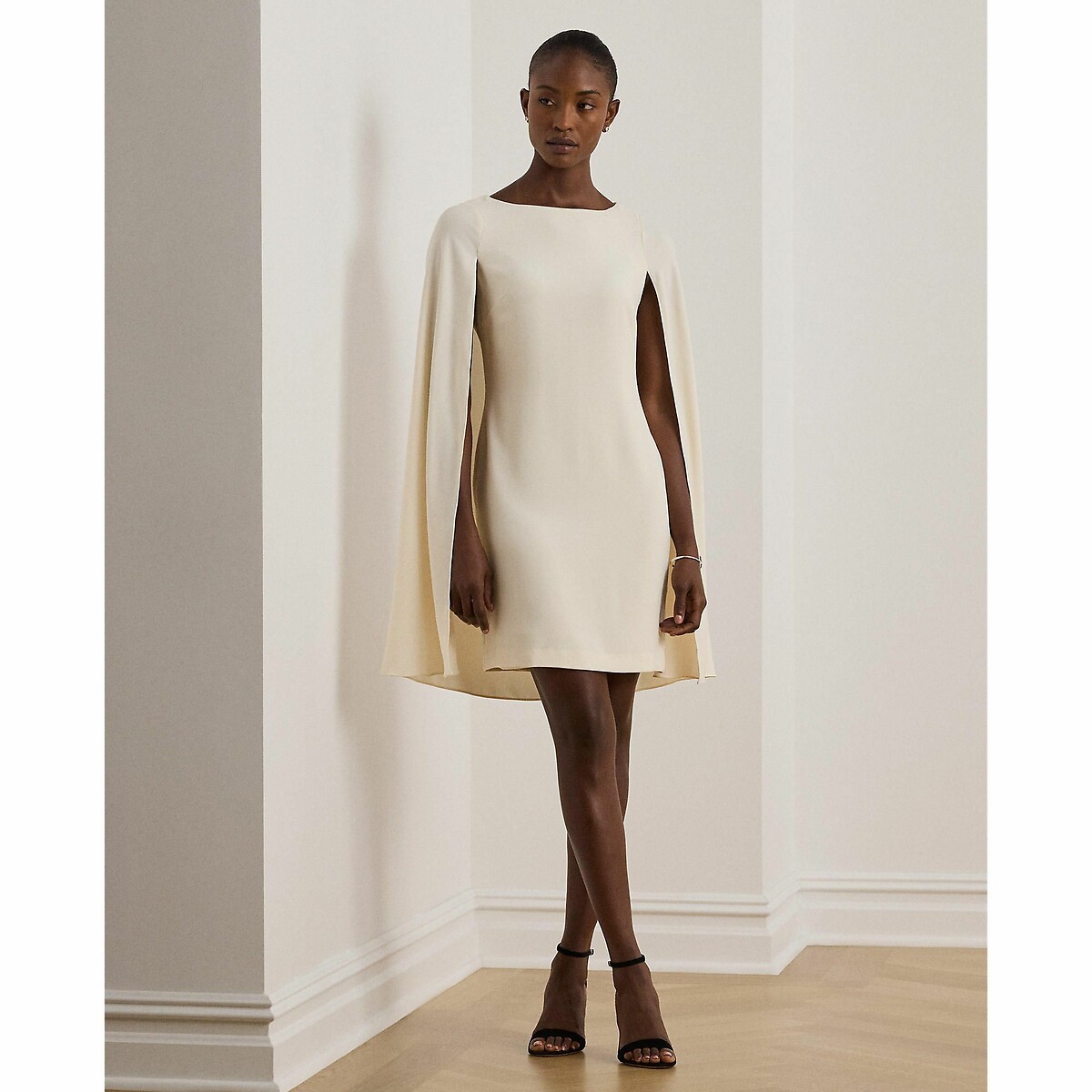 Robe courte cocktail col bateau cape PETRA ecru, LAUREN RALPH LAUREN