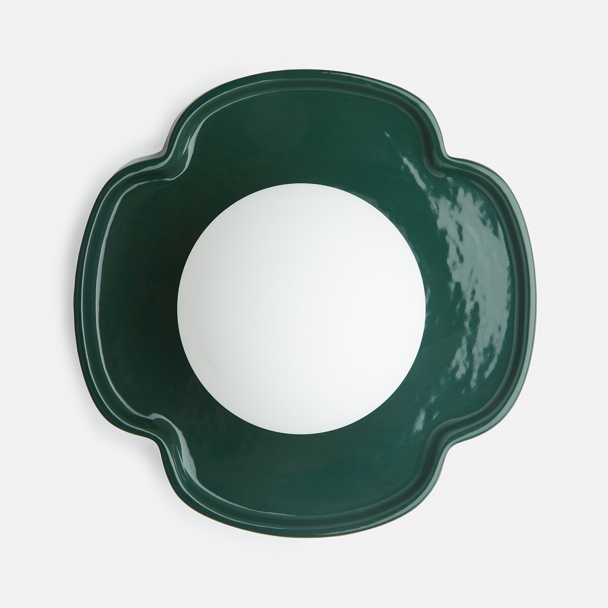 Holi Flower-Shaped Wall Or Ceiling Light in Ceramic and Opaline Glass, Diameter 20cm green, LA REDOUTE INTERIEURS