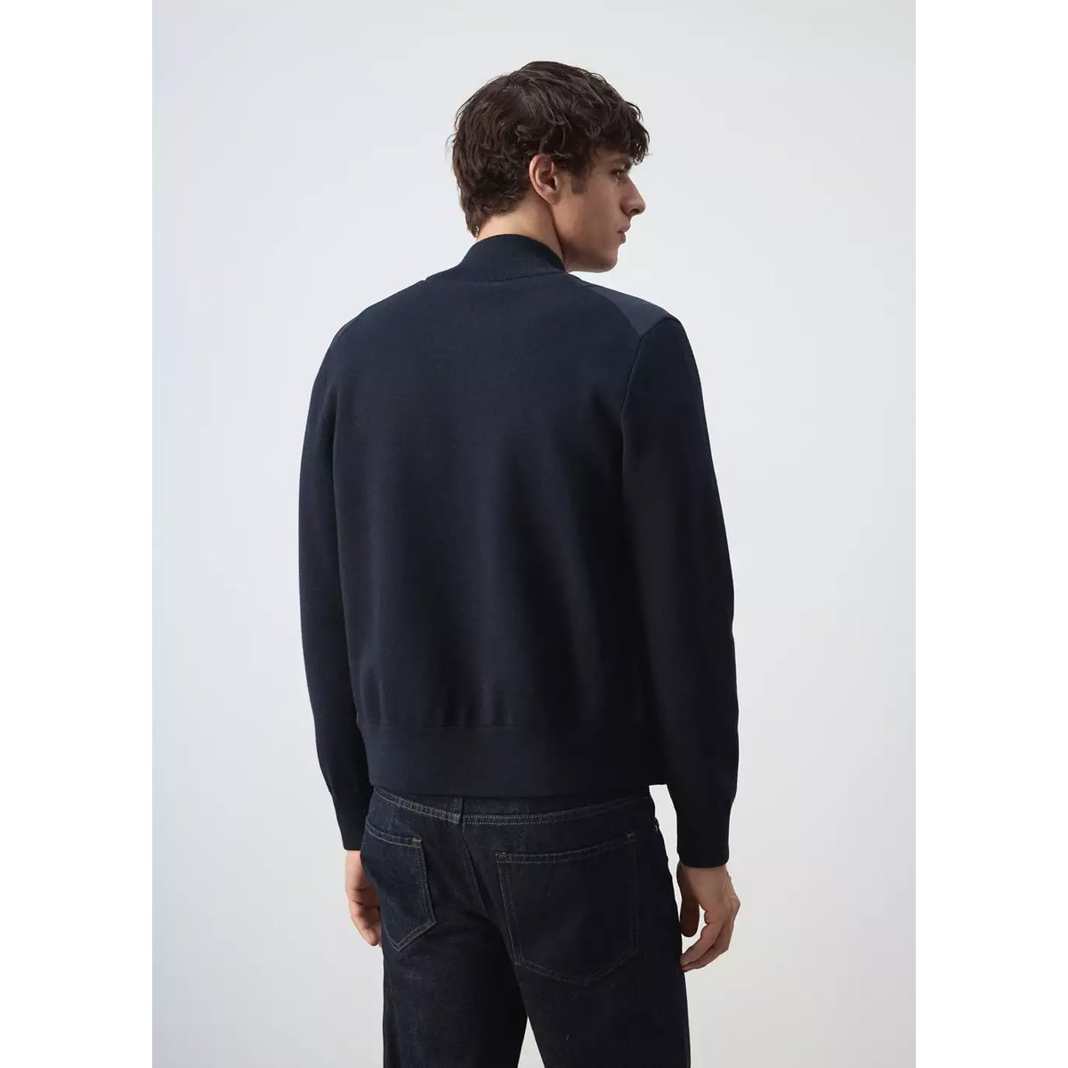 Veste bomber en coton mélangé bleu marine, MANGO MAN