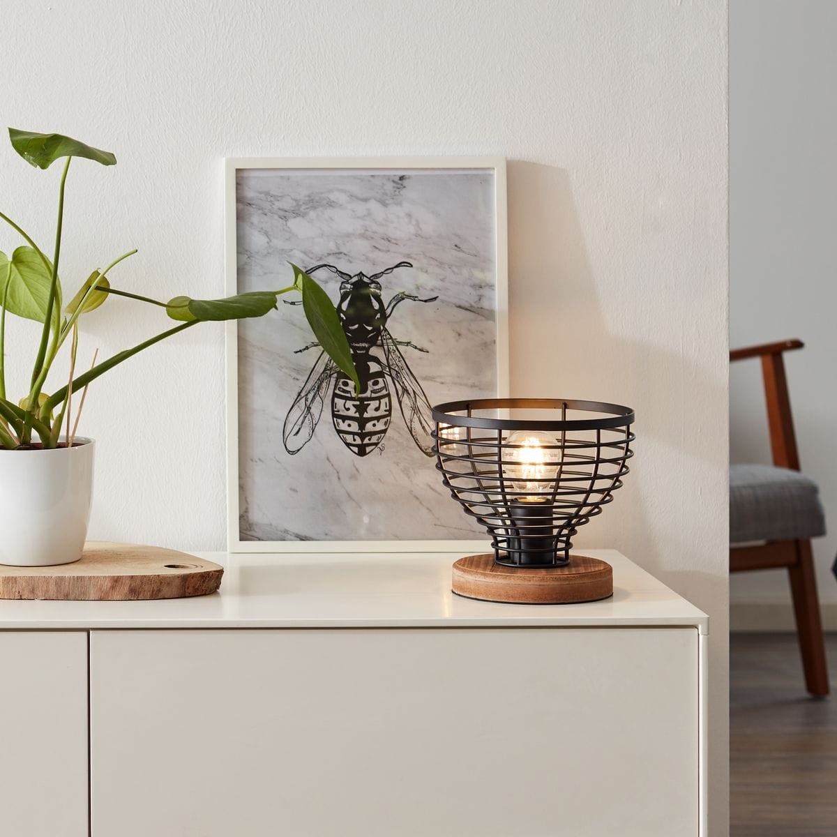 Lampe AVIA noir-bois, BRILLIANT