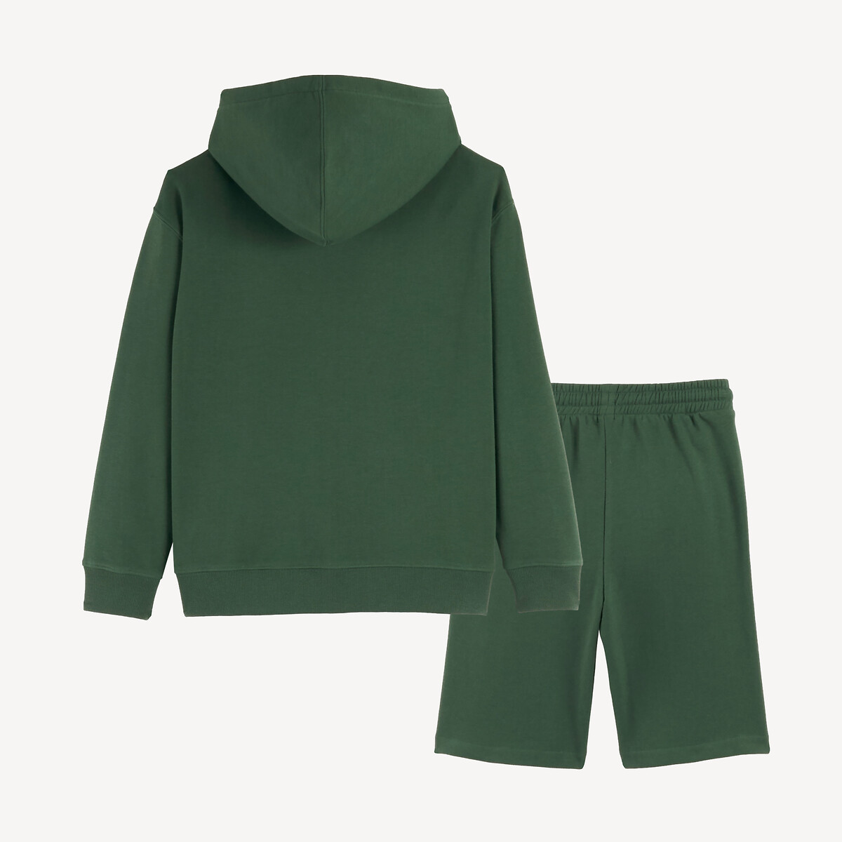 Ensemble 2 pièces, sweat zippé à capuche et bermuda, en molleton vert, LA REDOUTE COLLECTIONS