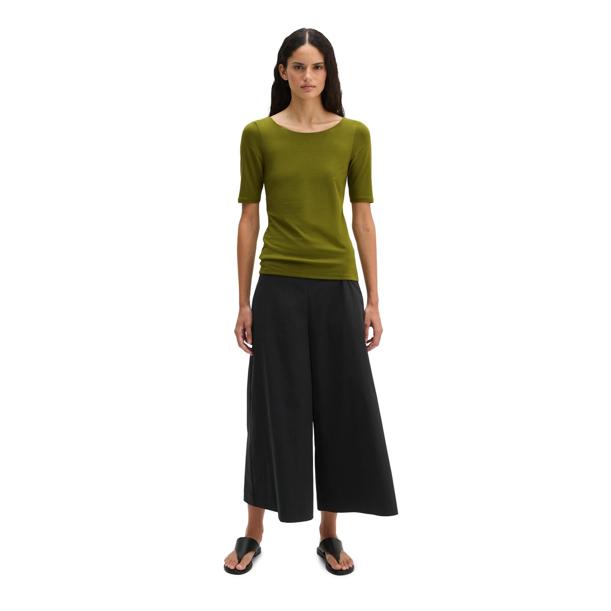 T-shirt slim en jersey stretch doux vert, MARC O'POLO