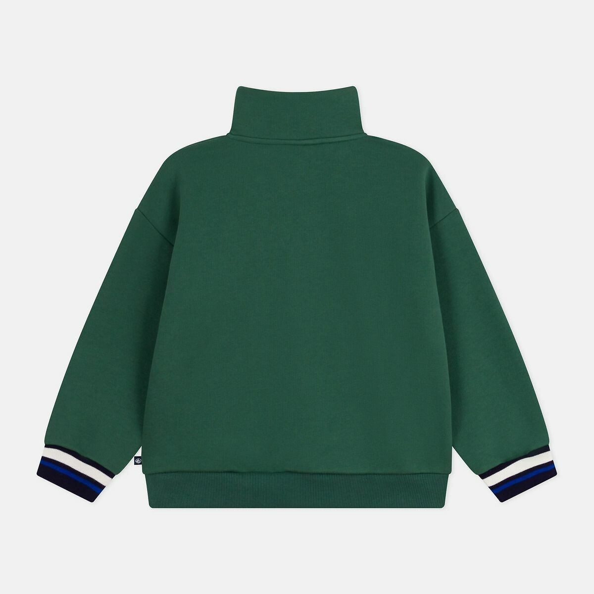 Fleece Zip-Up Sweatshirt with Trucker-Neck green, PETIT BATEAU