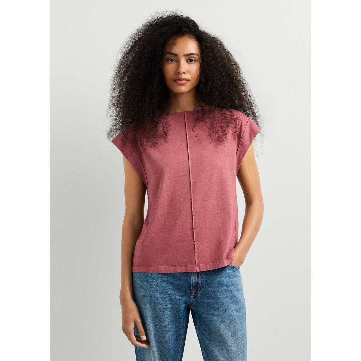 Camiseta de manga corta con cuello barco terracota, PEPE JEANS