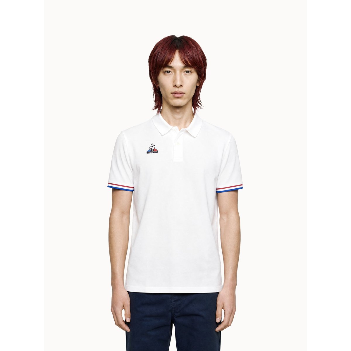 Polo avec détails tricolores Teamsport new optical white, LE COQ SPORTIF