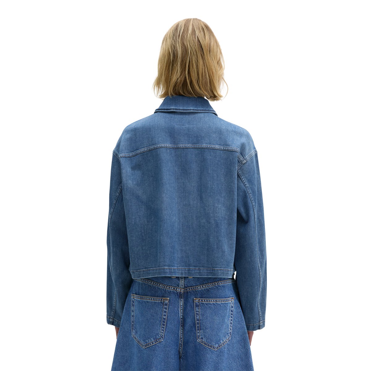 Chemise en jean relaxed en denim Cashmere Touch bleu moyen, MARC O'POLO