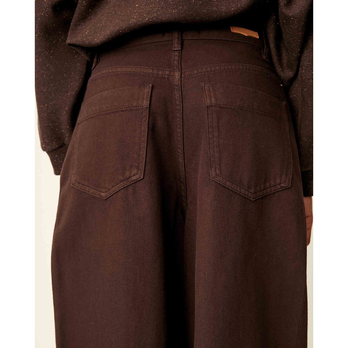 Pantaloni larghi vita alta, DALT caffé marrone, SESSUN