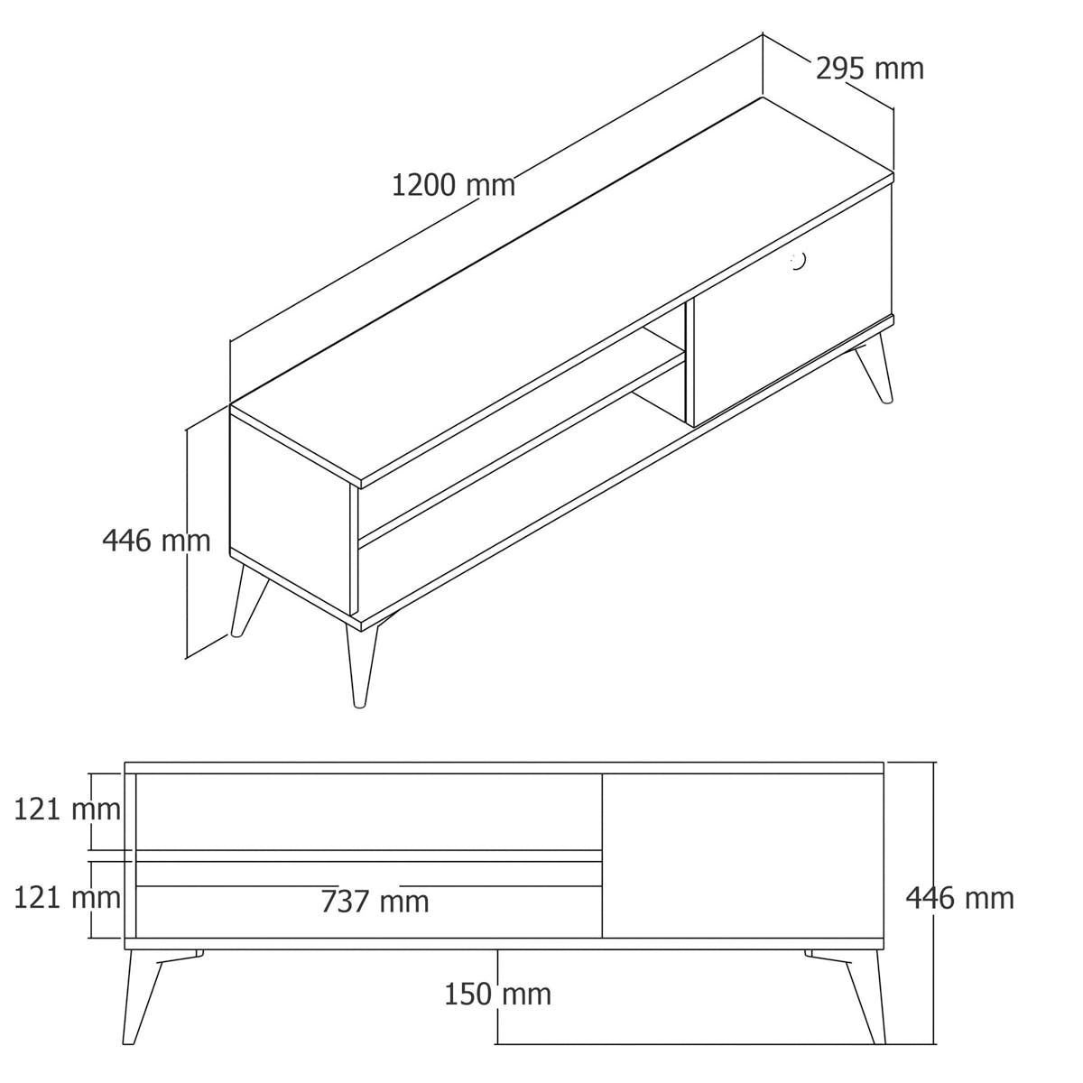 Meuble TV blanc avec rangement 1 porte 2 niches longues UMEA blanc, PIER IMPORT