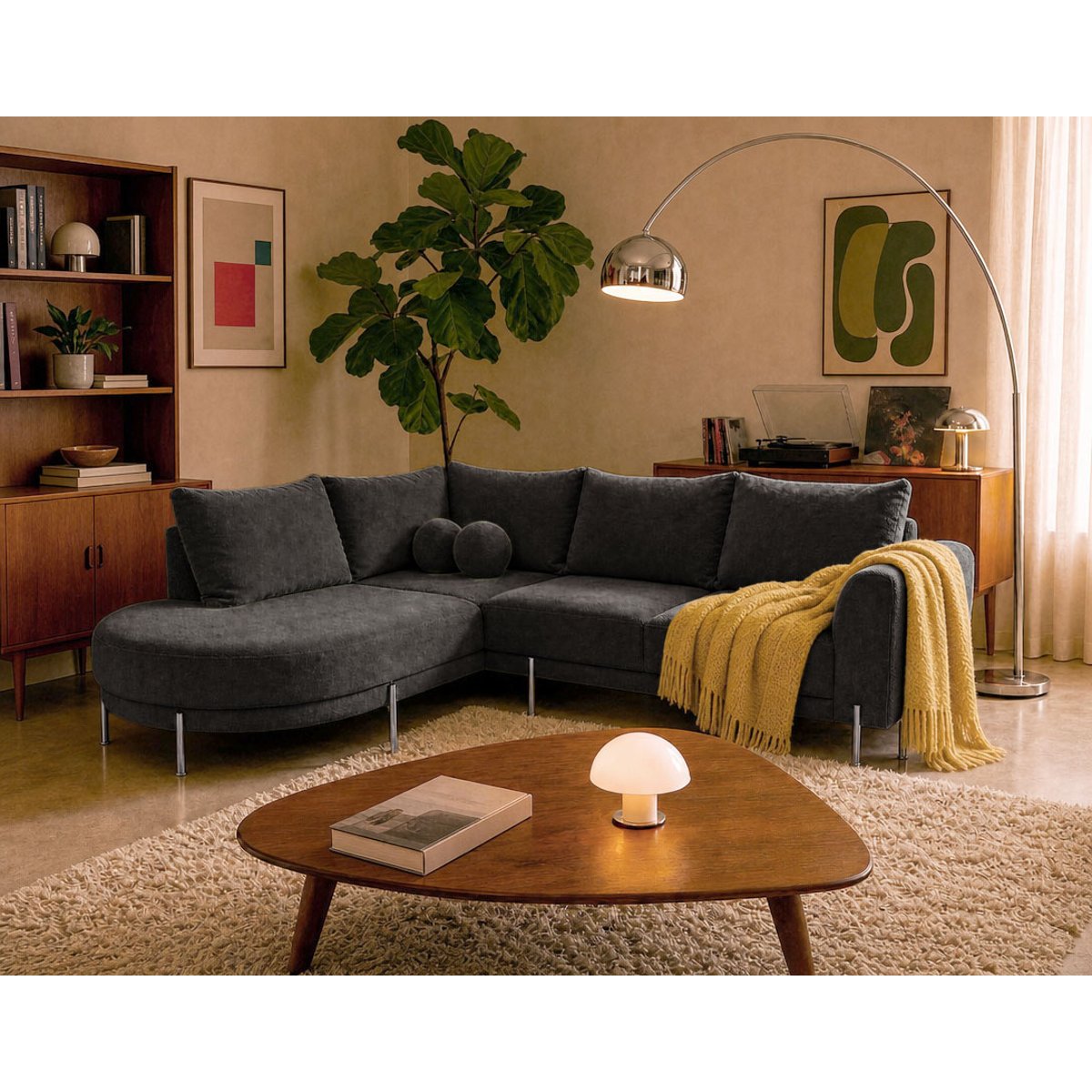 Canapé d'Angle gauche 4 places - GABIN gris, BEST MOBILIER
