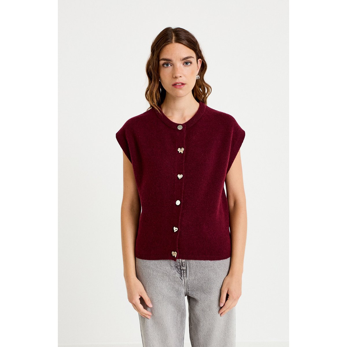 Gilet ample sans manches bordeaux, CACHE CACHE